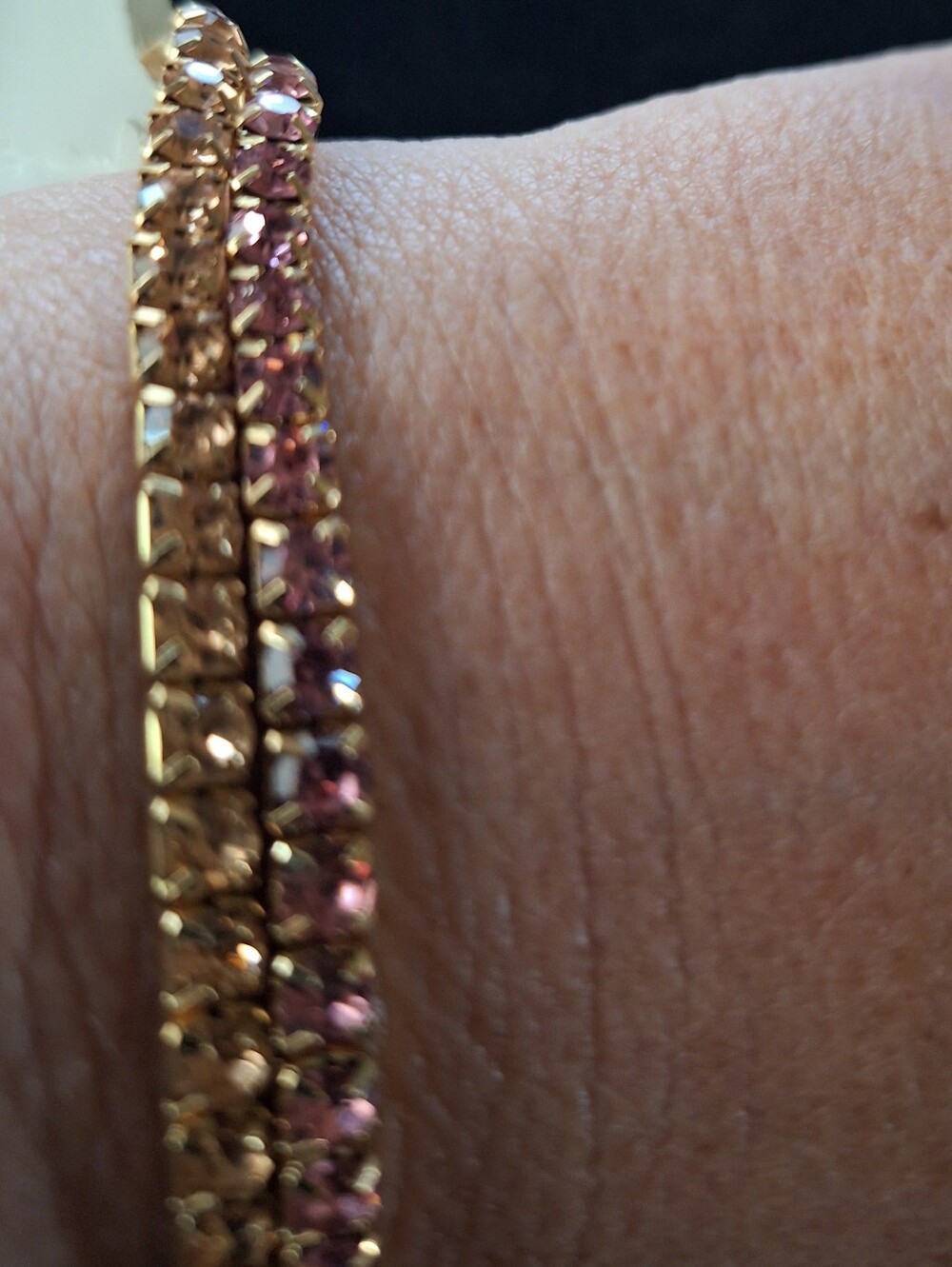Ashley Cooper Pink & Gold Crystal Link Bracelet Duo